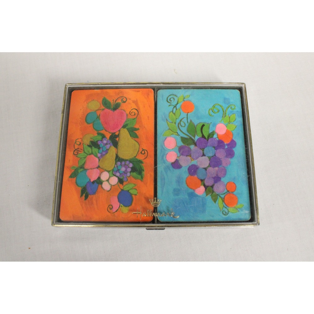 Hallmark Playing Cards Arbortime Bridge Set Vintage Fruit Floral Retro Case